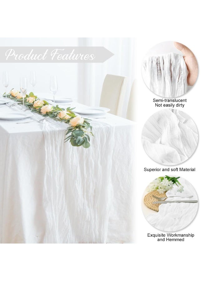 LODROC Table Runner, 90 x 400 cm, Gauze Table Runner, Long Boho Rustic Cheese Cloth Table Runners for Table Decoration, Communion, Birthday Party, Wedding Table Decorations - Image 2